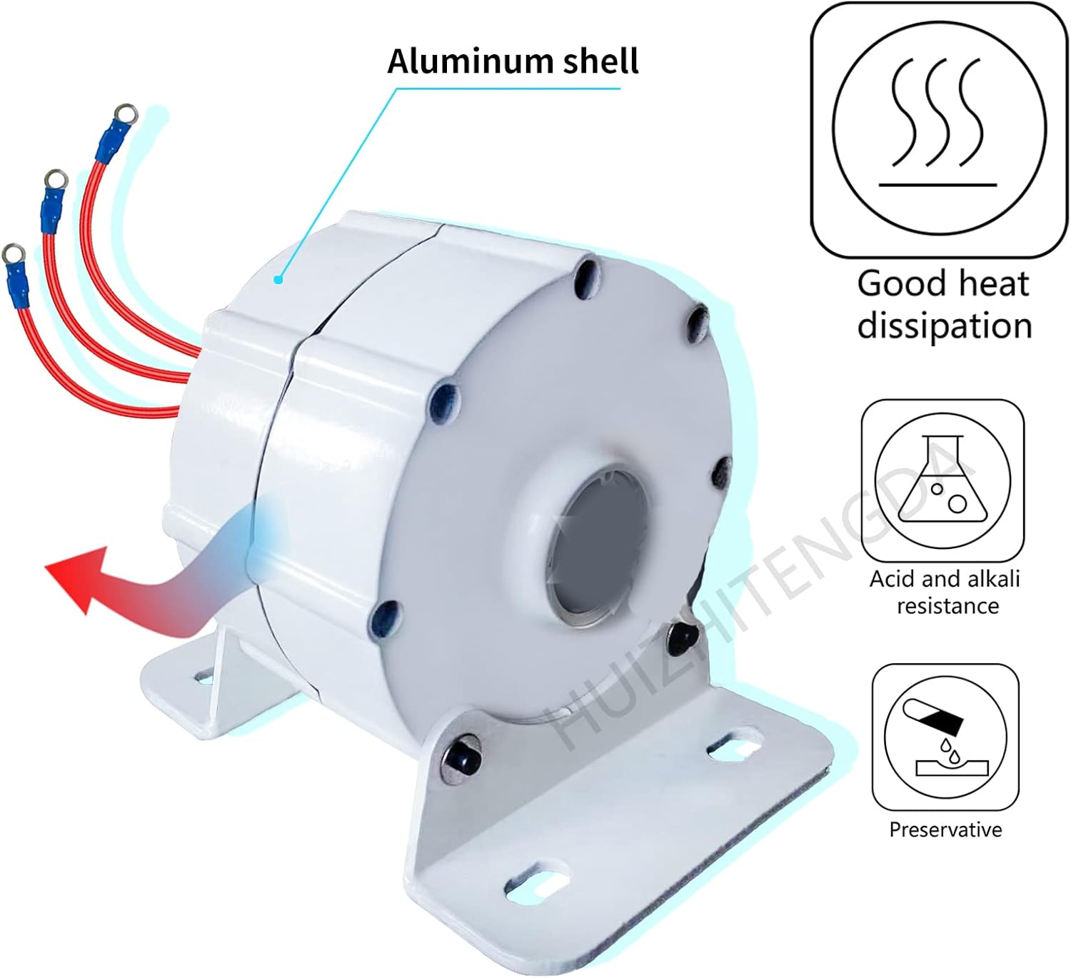 1000W-3000W Gearless Permanent Magnet Generator, Low Speed AC Alternator Generators with Base Use for Wind Turbine Water Turbine(12V-220V)