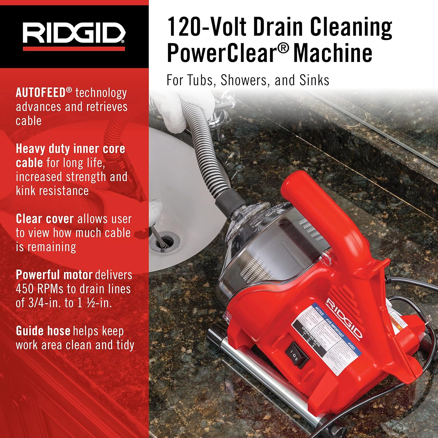 RIDGID 26998 K-400 120-Volt Drain Cleaning Drum Machine Kit with C-45IW 1/2