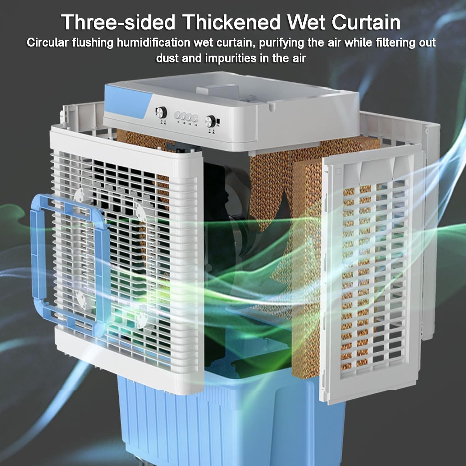 Portable Air Conditioners, Cooler for Room, Wind from All Directions, 40L/9bal Water Tank, 3 Speeds, for Shop, Factory, Garage