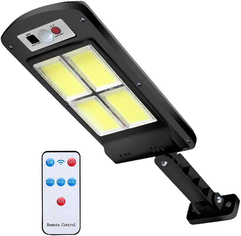 Solar Street Light,Parking Lot Lights with COB Light Motion Sensor Light，IP65 Waterproof Remote Control Security LampEnergy Saving Outdoor Garden Wall Lamp
