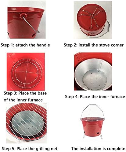 Outdoor Fire Pits Barrel Grill,Outdoor Charcoal Fire Pit,Household Portable Grill,Used for Camping,Picnic,Terrace,Backyard,Garden,Beach,27X23Cm,Blue/Red