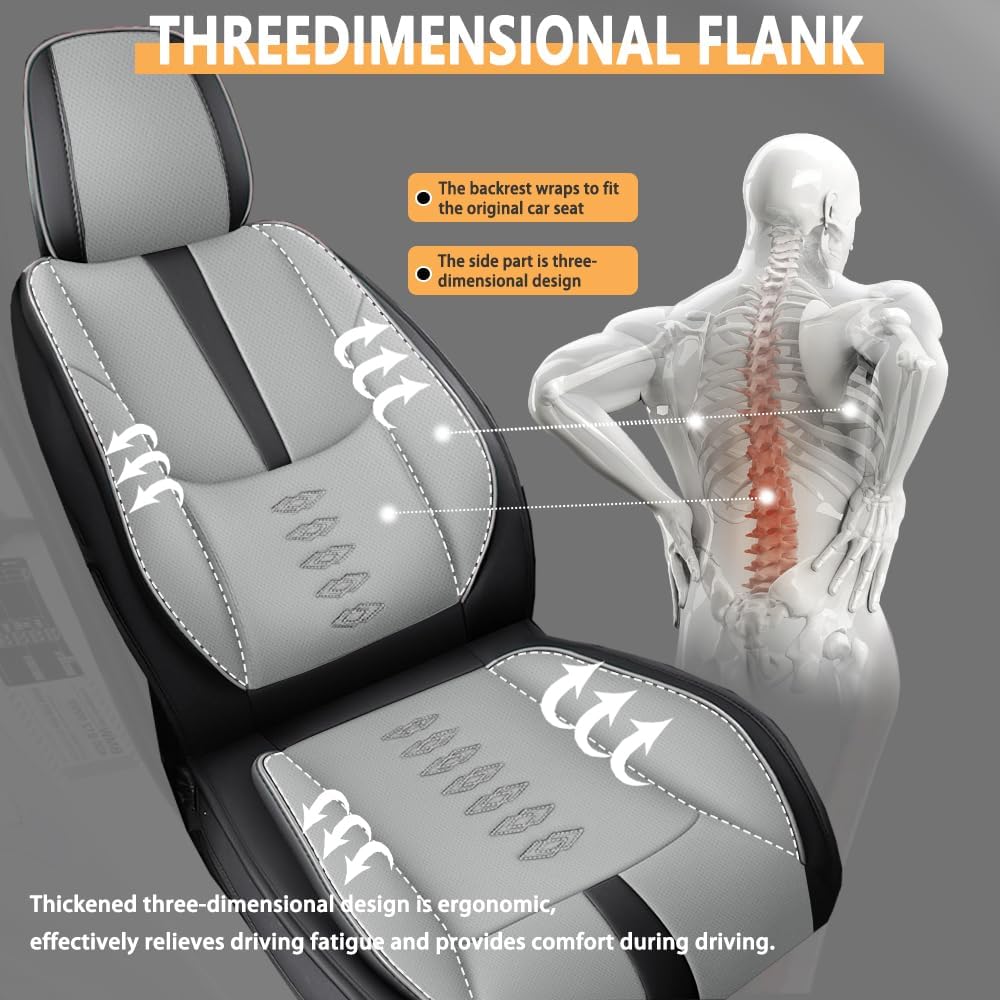 Front Seat Covers for Subaru Outback 2000-2024 2025,Leather Car Seat Covers,Soft Interior Accessories Seat Cushion Cover,Waterproof Automobile Seat Protectors for Outback(Black Gray,Deluxe)