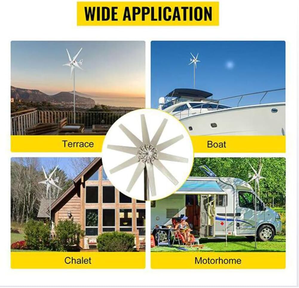 12V,Low Noise 12000W Wind Turbine Generator,12V 24V 48V Garden Wind Turbines Generator with Charge Controller Off Grid System Inverter for Home