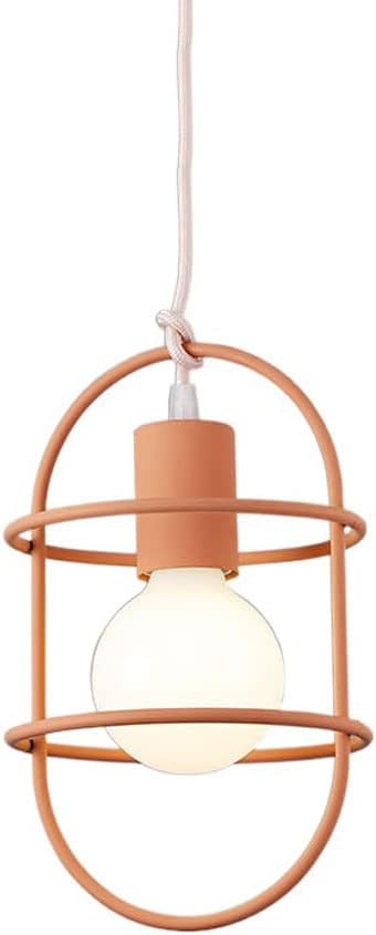 Chandelier, Single Head Small Hanging Lamp, Creative Hollow Iron Chandelier, Ceiling Pendant Light, Bedroom Children's Room Decoration Lighting Fixture(Orange)