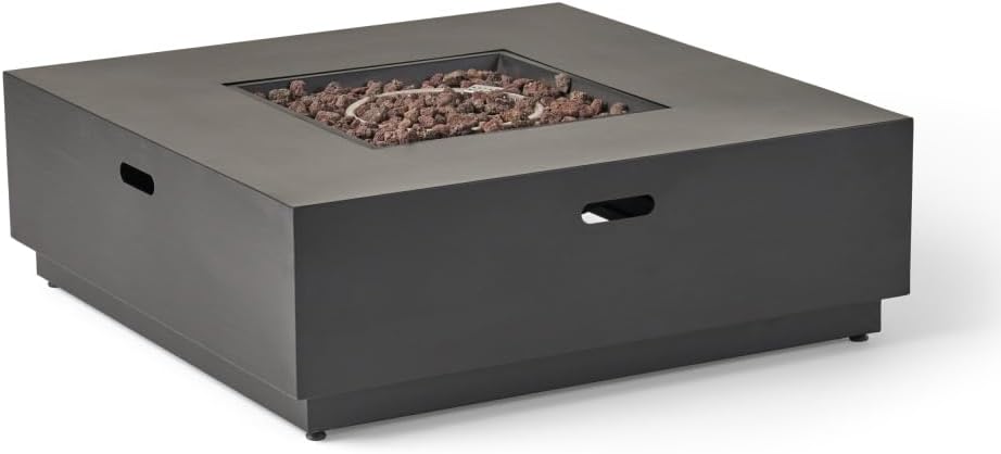40 Inch Square Outdoor Fire Pit Table with 50,000 BTU Heating Power for Patio, Deck, or Backyard Gathering Spaces