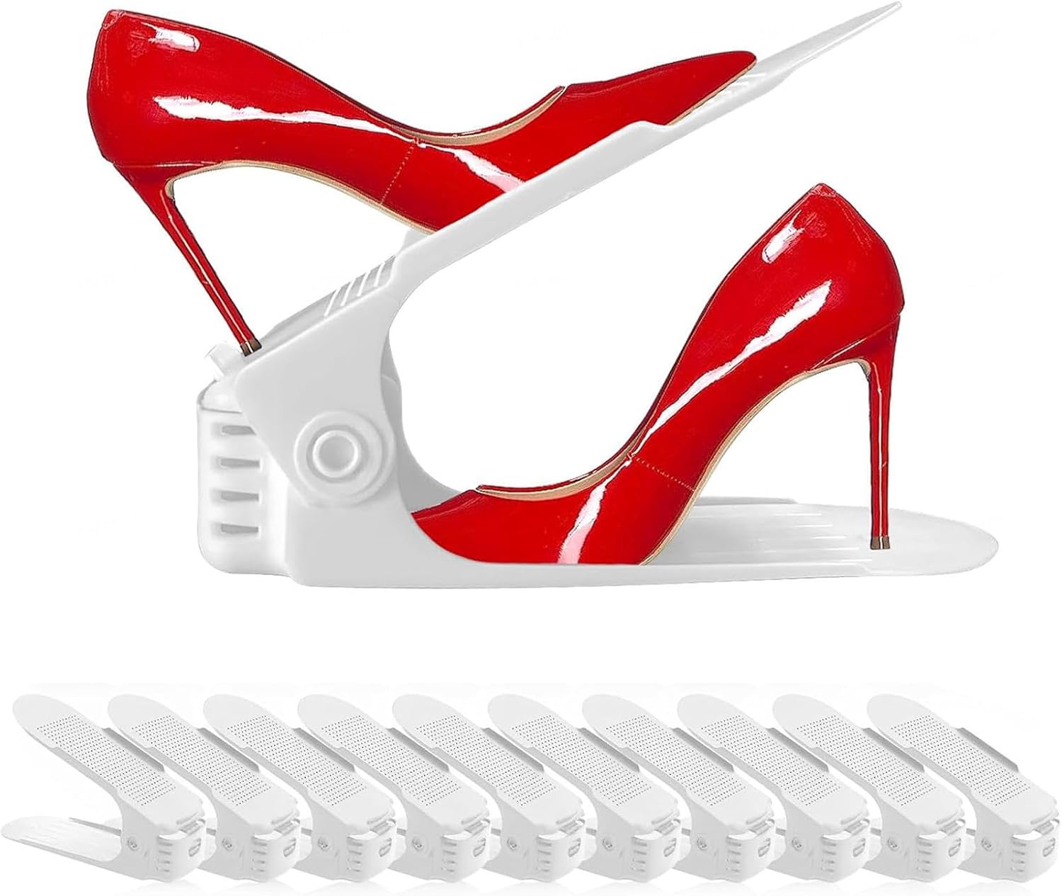 Shoe Stackers for a Pair of Shoes, Adjustable Shoe Stackers for a Pair of Shoes, Double Deck Shoe Stackers for Closet Organization,White-30