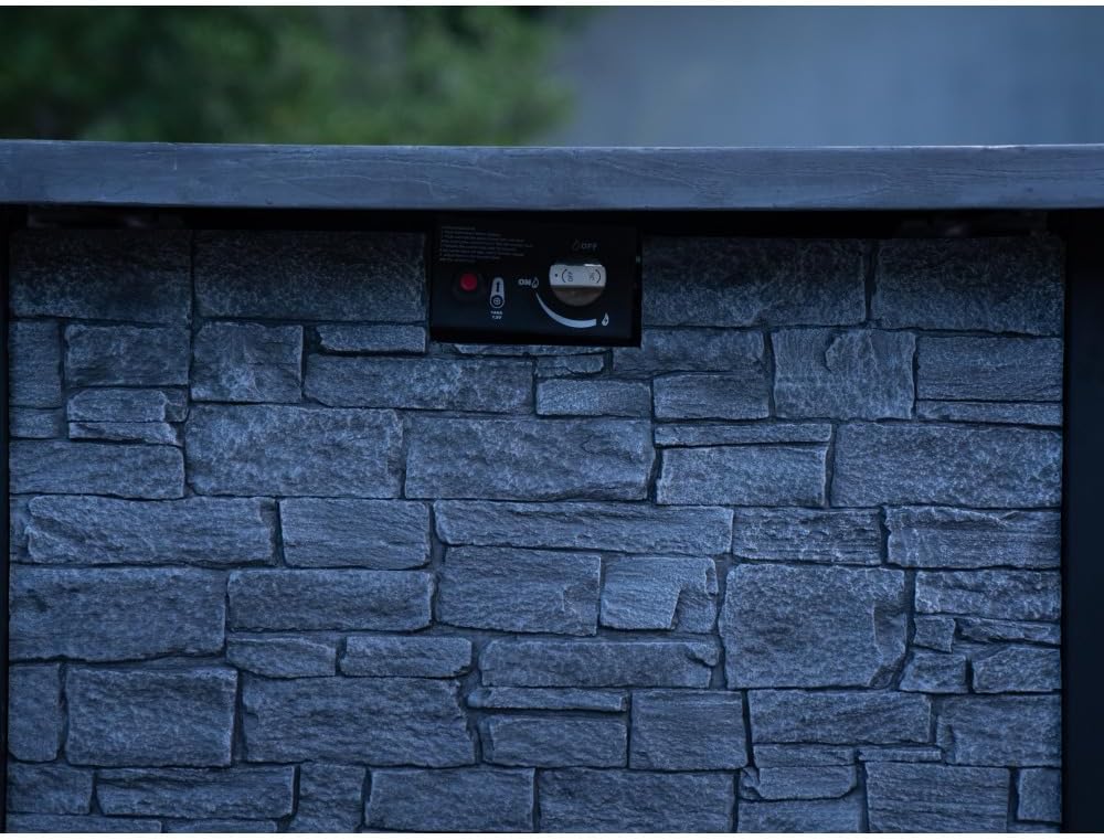 44 Inch Outdoor Propane Gas Fire Pit Table with 50000 BTU Heat Output for Patio Garden Backyard - Cultured Stone Finish