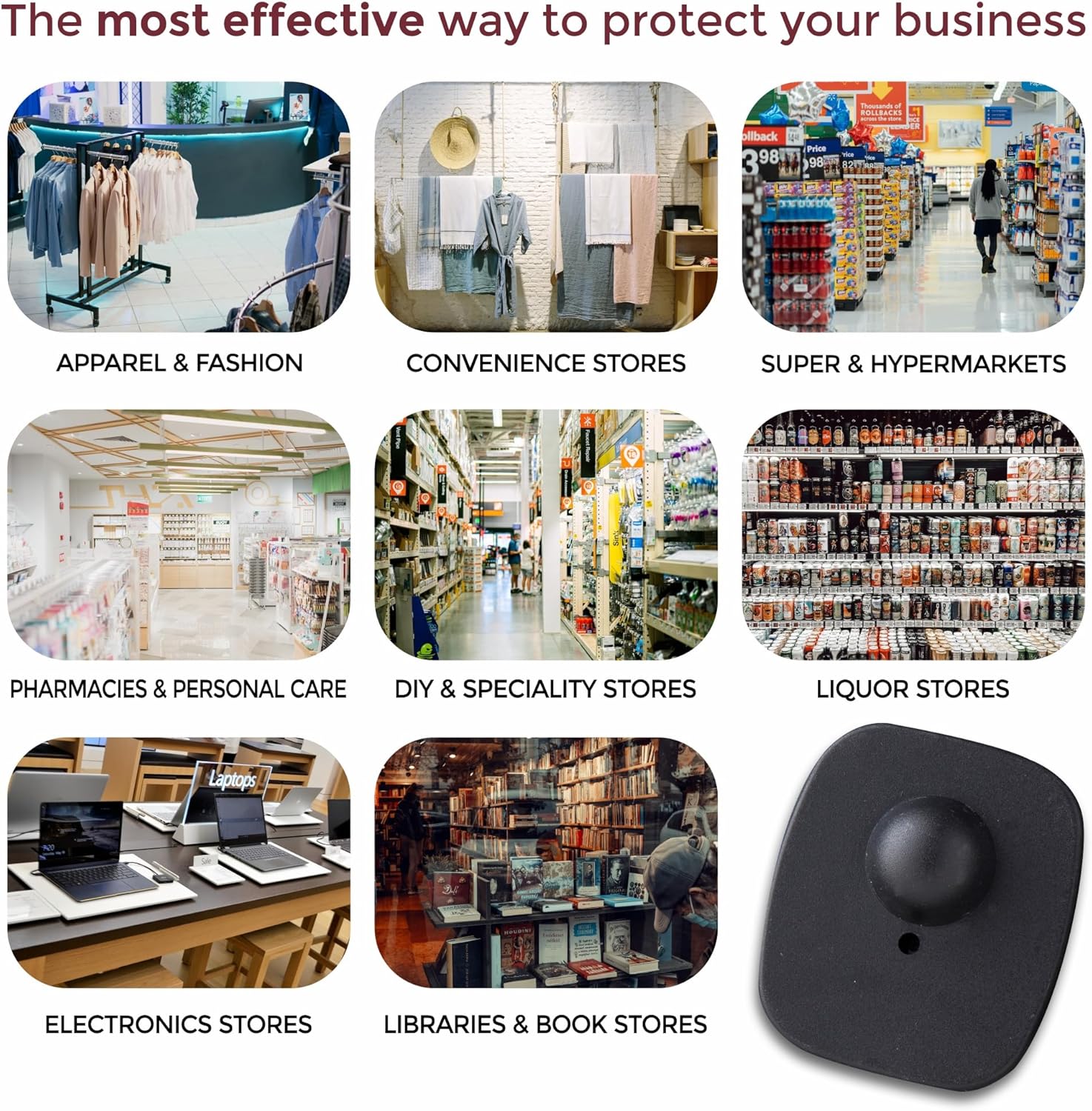 RF 8.2MHz Mini Security Tags with Pin – 1000-Count – Checkpoint Security Compatible for Theft Prevention – for Apparel, accessories, others by Bullseye Protection