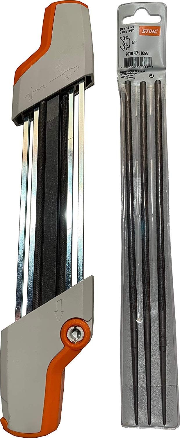 Stihl 5605-750-4305 Chainsaw Sharpener And 7010-871-0398 Pack Of 3 Replacement Files Kit