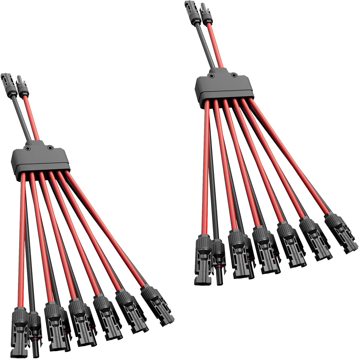2 Pack solar connectors Tool-Free solar cable connectors Solar connector for 6 solar panels water proof solar panel connectors 2 to 12 Y-branch parallel adapter solar cable extension（2Y12,2PCS）