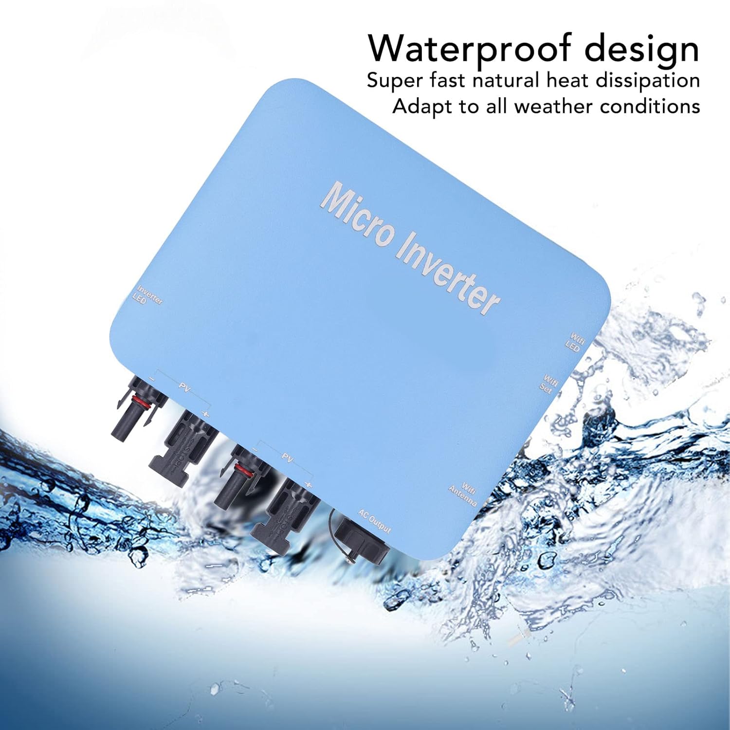 Yunseity Micro Inverter, 120V 230V Solar Grid Tie Inverter IP65 Waterproof, DC to AC Control, Pure Sine Waving Inverter, MPPT Solar Input 20V-60V Output 80V-280V, for Solar System