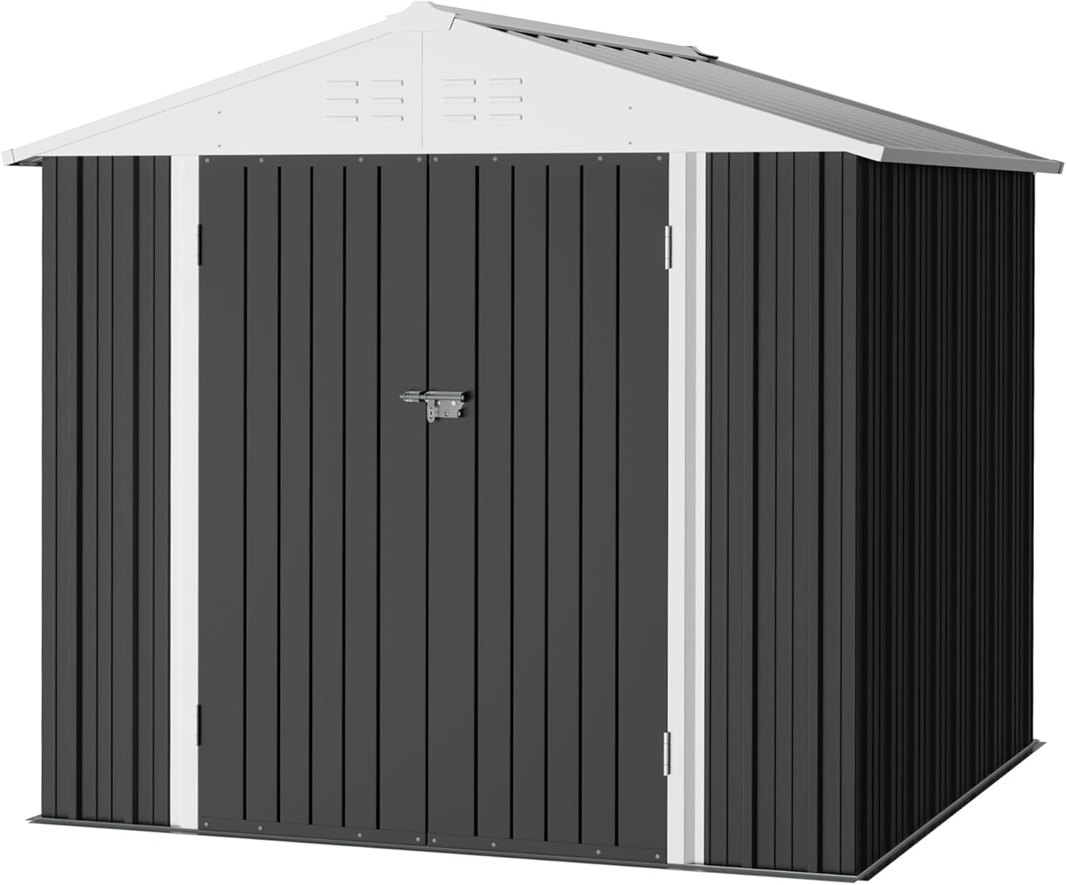 Furniwell 6x8 FT Outdoor Storage Shed, Metal Garden Sheds Outdoor Storage House with Single Lockable Door for Backyard Patio Lawn, Gray
