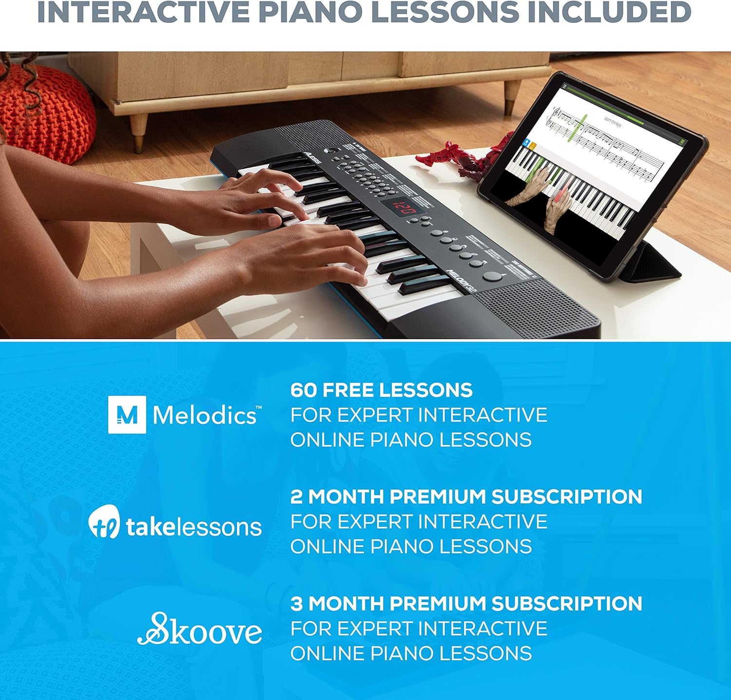 Alesis Melody 32 and M-Audio HDH40 – Electric Keyboard Digital Piano with 32 Keys, Speakers, USB-MIDI Connectivity, Headphones and Piano Lessons