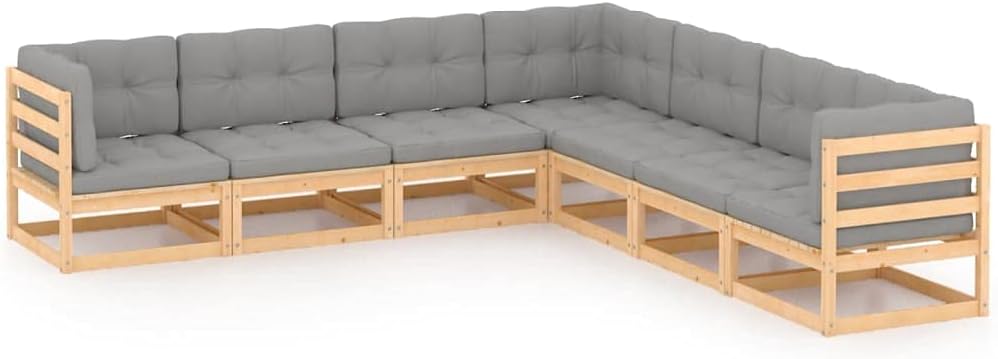 7 Piece Patio Lounge Set with Cushions Solid Wood Pine,Rustic Pinewood Patio Lounge Set for Outdoor Relaxation Outdoor Furniture Sets, Patio Furniture
