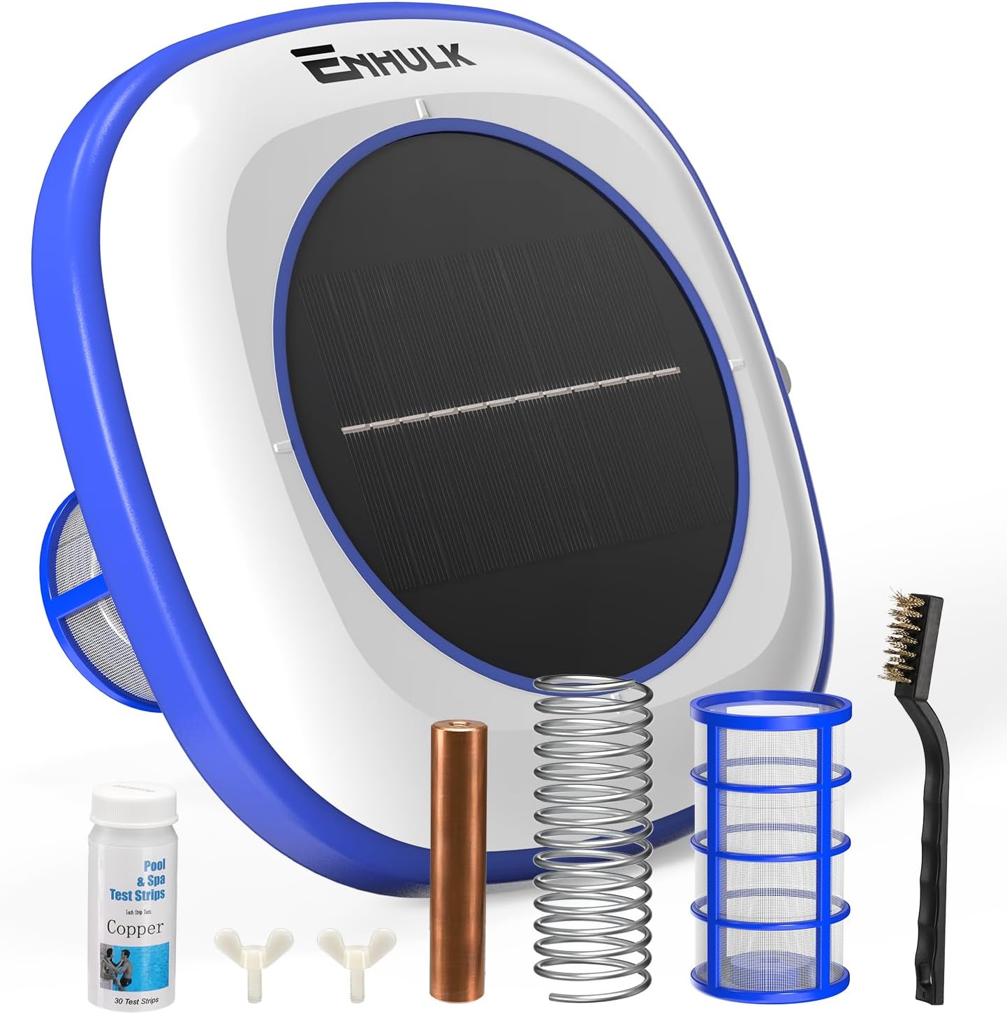 Solar Pool Ionizer, Upgraded Copper Floating Cleaner - Cleans Pools Up to 45,000 Gallons, Ideal for Above Ground, In-Ground Pools, Spas, and Hot Tubs (Slightblue)