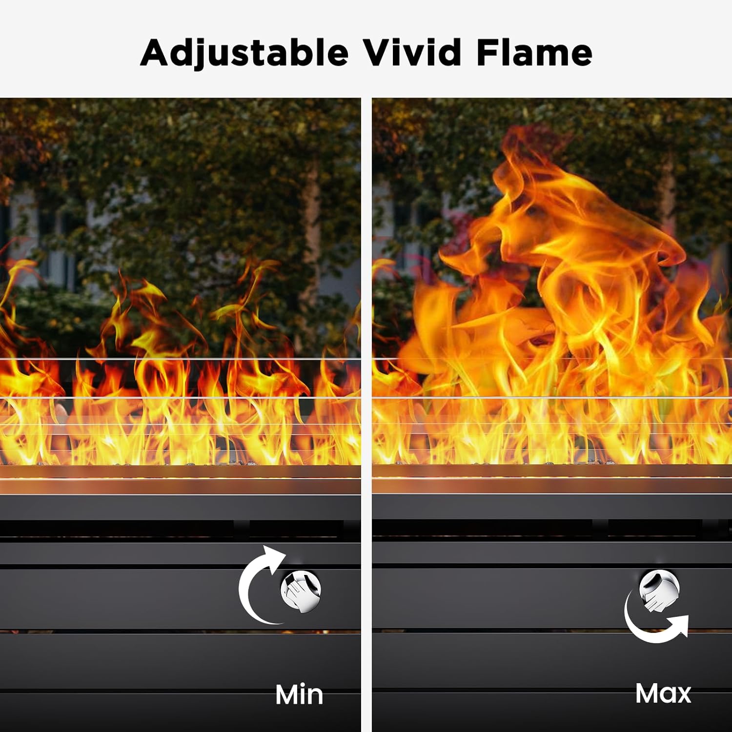 Ciays 42 Inch Gas Fire Pit Table, 60,000 BTU Propane Fire Pits for Outside with Glass Wind Guard, Steel Lid,Lava Rock, 2 in 1 Fire Pit Table Gatherings Parties on Patio Deck Garden, Ebony