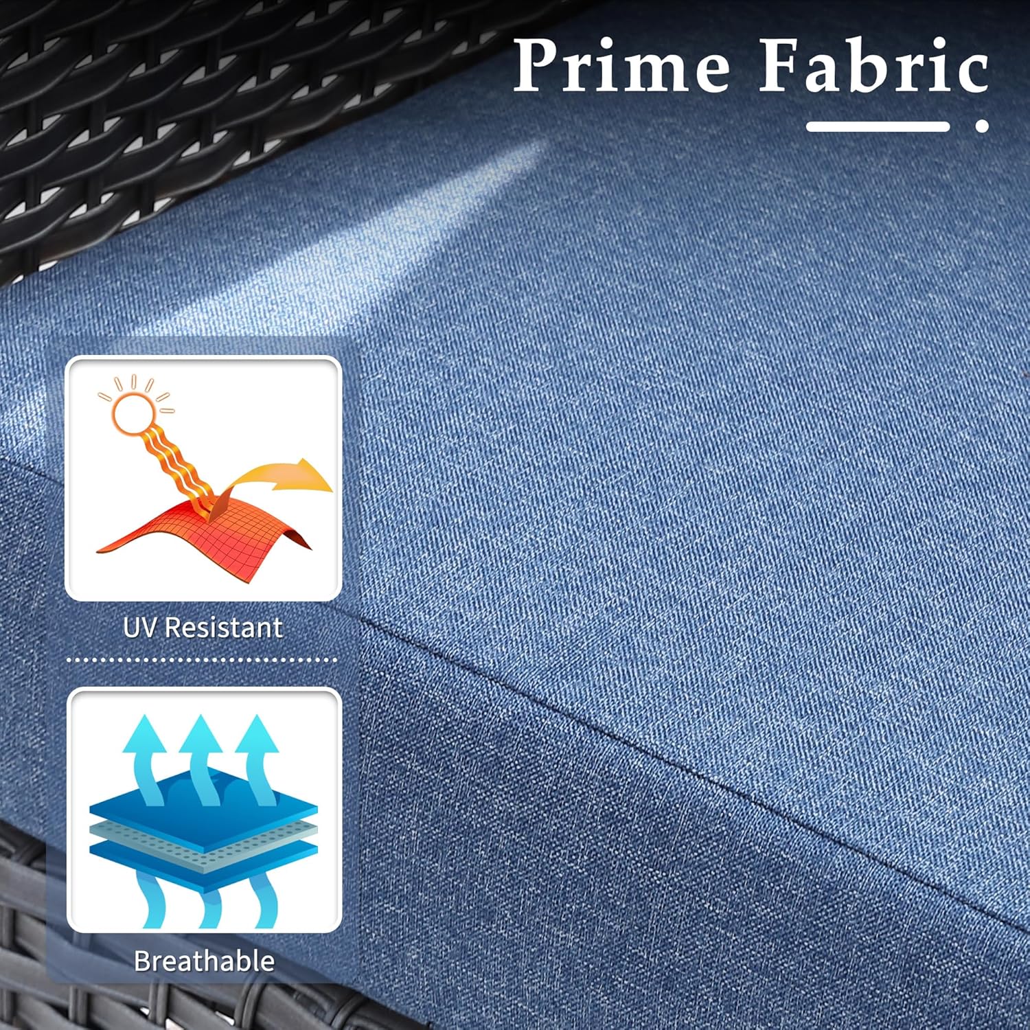 4-Piece Outdoor Patio Conversation Set, Backyard Furniture w/Loveseat, Coffee Table, Wicker Frame - Gray/Blue