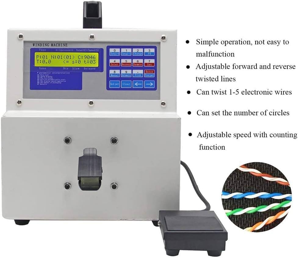 High Speed Twist Tie,Cable Tying,15W Automatic Single Station Twister,200-5500 RPM Adjustable Speed,Microcomputer CNC Control, Electrical Maintenance/Production,Wire Bundling/Interface Winding
