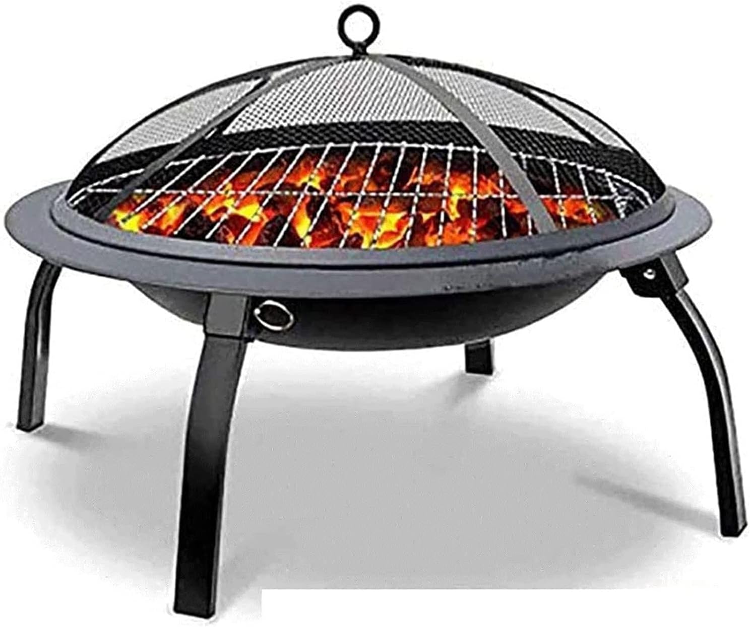 Outdoor Brazier, Portable Outdoor Fire Pit, Outdoor Patio Steel Fire Pit Bowl BBQ Grill for Backyard, Camping, Picnic, Bonfire, Black