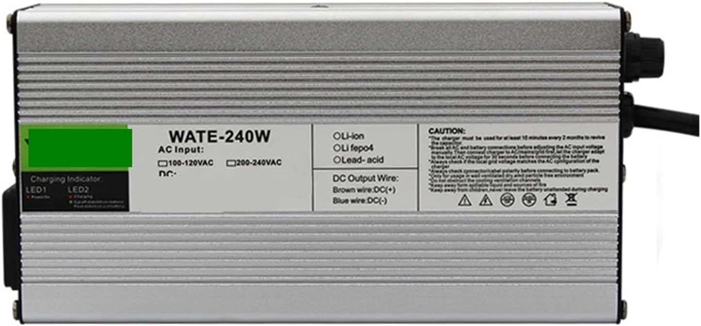 Charger Aluminum Lithium Ion Battery 84V 2A Charger 20S 74V Lithium Battery Charger Output DC 84V with Cooling Fan(Crocodile Clip,U.K)