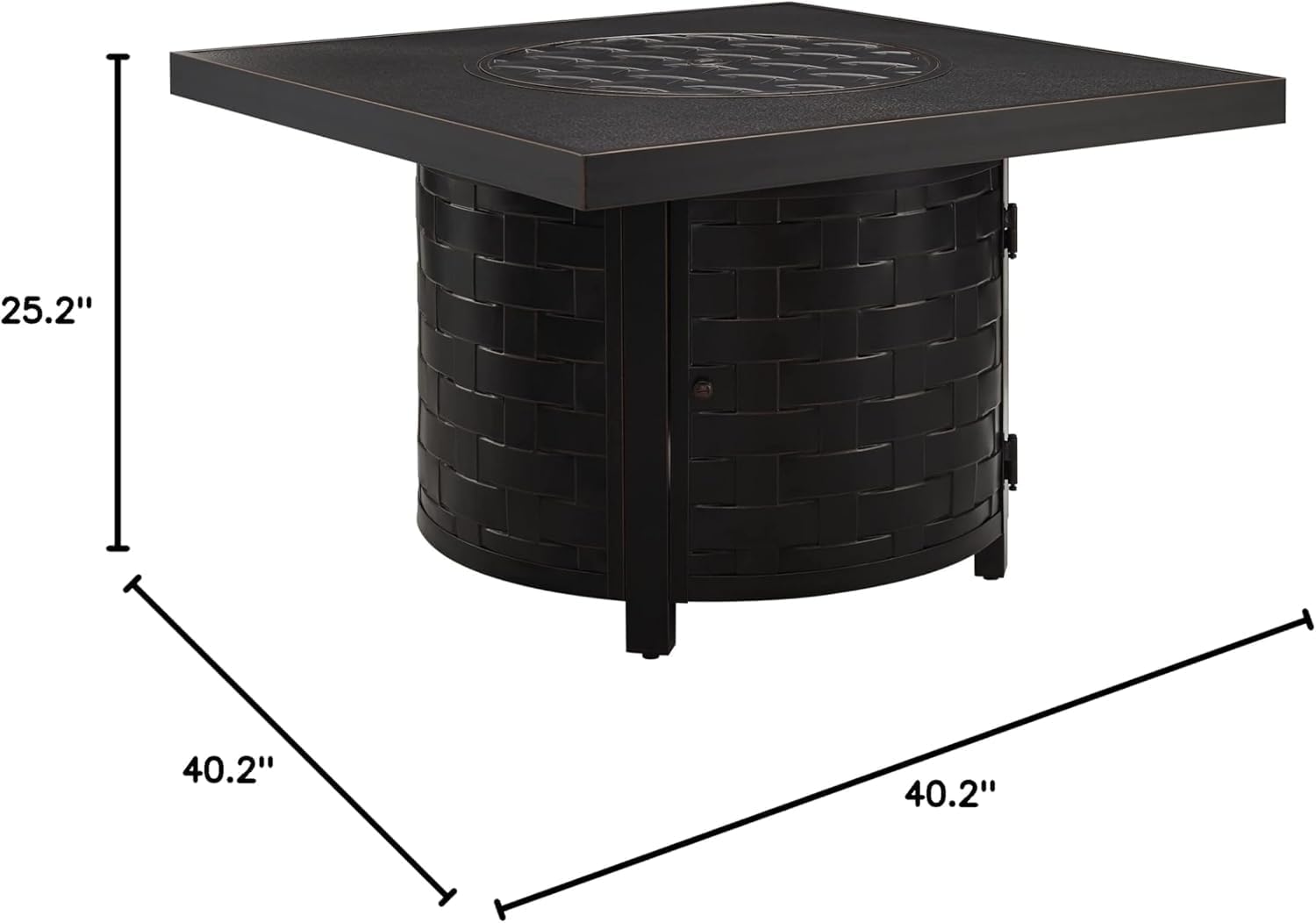 Square LPG/NG Gas Fire Pit Table 55K BTU w/Burner Lid, Cover, Fire Glass #65153