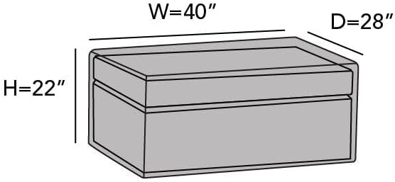 Covermates Ultima Rectangular Ottoman Cover – Heavy-Duty 600D Polyester, Drawcord Hem, Covered Mesh Vent, Double-Stitched Seams, Weather-Resistant Outdoor Protection, 40W x 28D x 22H, Ripstop Black