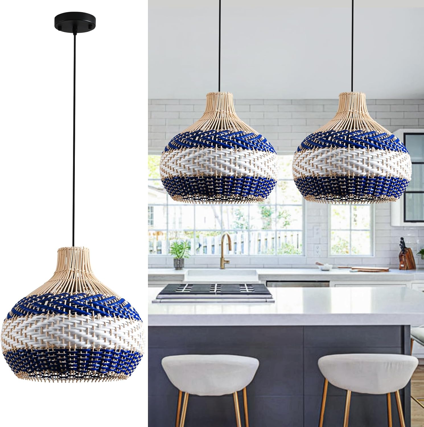 3-Light Rattan Pendant Light 15