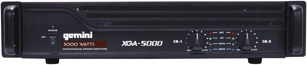 Gemini Professional 5000W 2-Channel Power Amplifier – High-Powered DJ & PA Audio Amp with XLR/RCA Inputs, Bridge Mode, Built-in Protection & Cooling for Live Sound & Installations (XGA-5000)