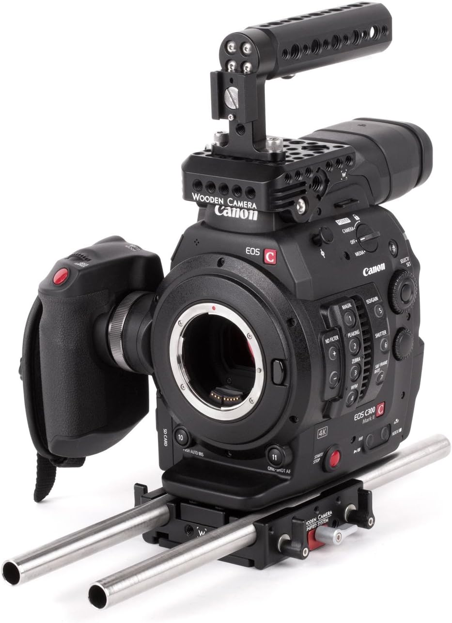 Wooden Camera Unified Accessory Kit for Canon C300mkII Camera (Base), Includes Top Plate, Baseplate, 2X 12 Rod, Top Handle