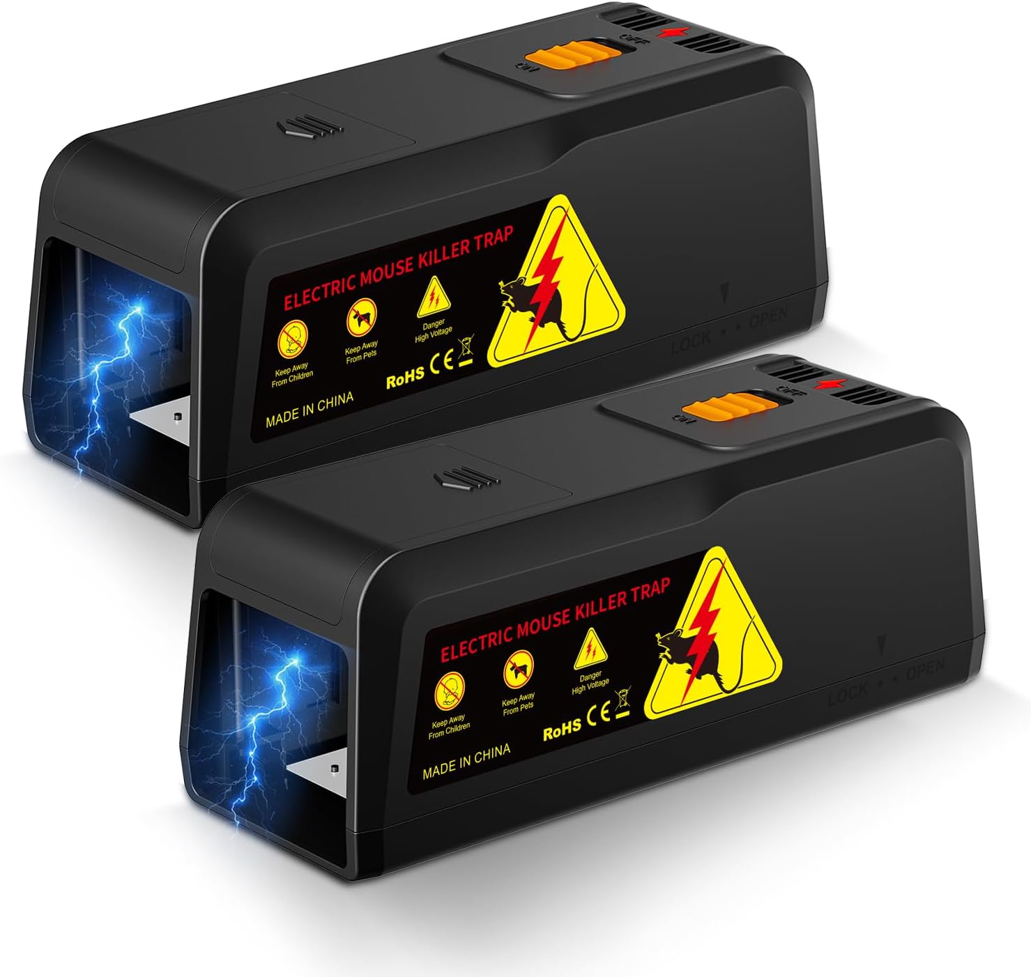 X-PEST Electronic Rat Trap 2 Pack – Electric Big Rat Trap Zapper for Indoor Use, Reusable Rodent Trap, No Touch No See, Effective Mice & Mouse Control