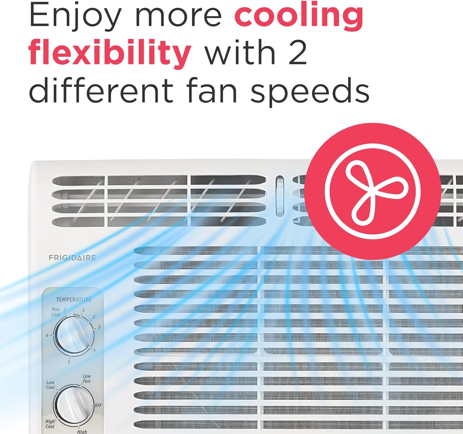 Frigidaire 5,000 BTU Window-Mounted Air Conditioner, Cools Up to 150 Sq. Ft., Quiet Operation, Effortless Temperature Control, 2 Fan Speeds, Auto Restart, White