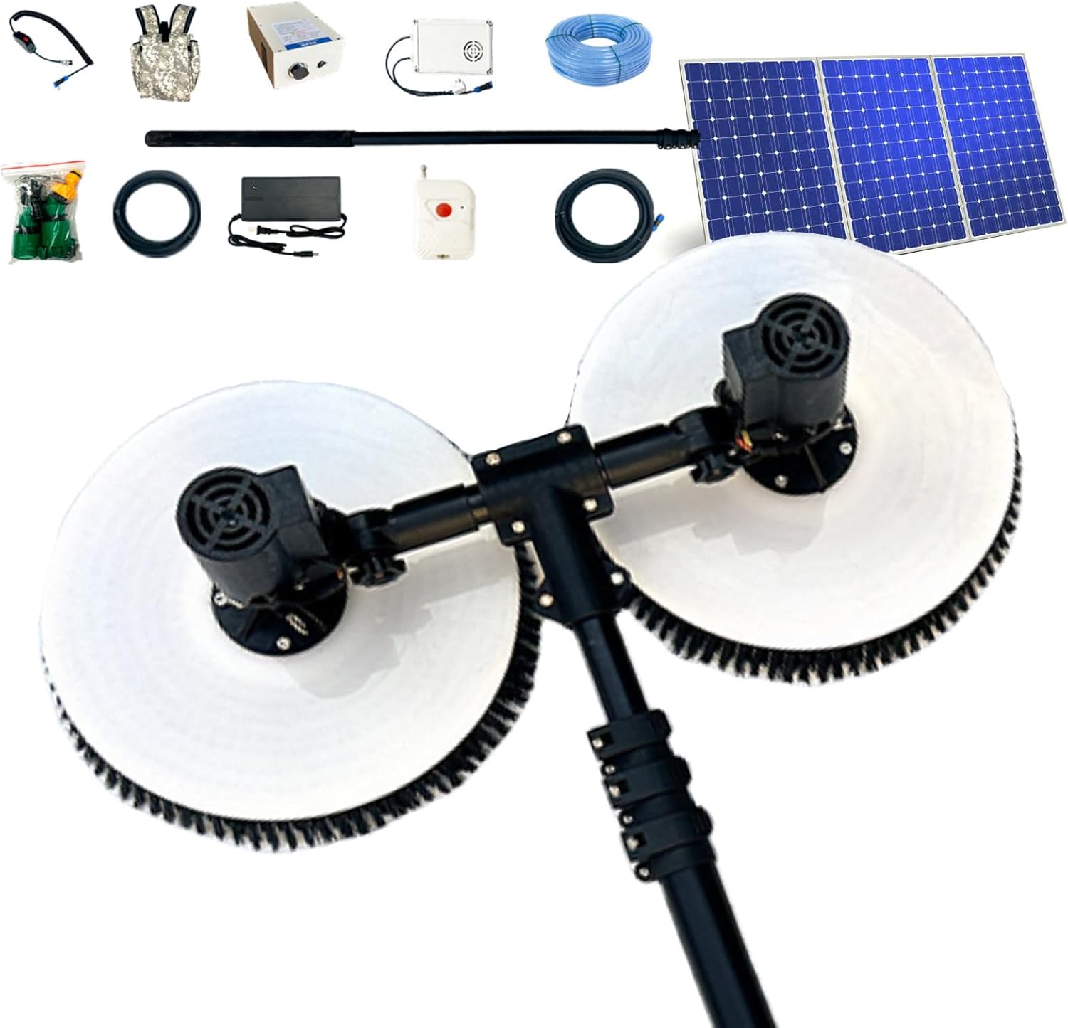 Electric Water Fed Kit, Solar Panel Cleaning Brush, Automatic Outdoor Window Glass Solar, Extendable Water Fed Pool Cleaning Brush& Other Cleaning Activities Dual24.5ft(7.5m)