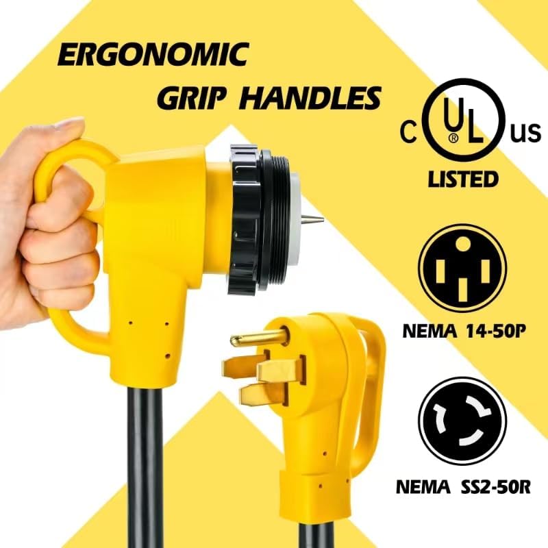 50 Amp 12FT Generator Cord and Power Inlet Box Combo Kit NEMA 14-50P Male to SS2-50R & CS6364 Twist Locking with Inlet Box for Generator and RV Camper to House Shore Power Connector