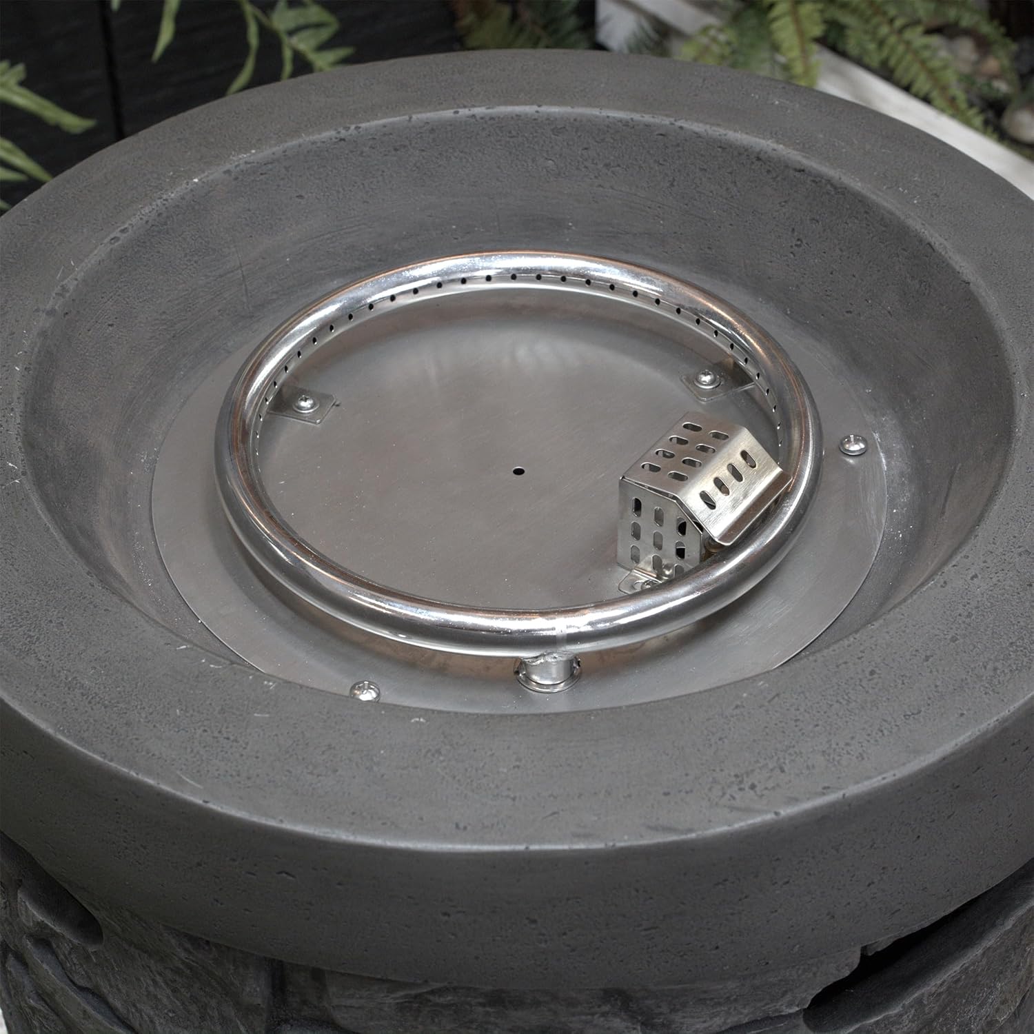 32,000 Btu Outdoor Gas Fire Pit with CSA Certification, 20 Inches Round Design, Lava Stones, Rainproof Cover, & Cultured Stone Finish – Patios (Stone Gray)