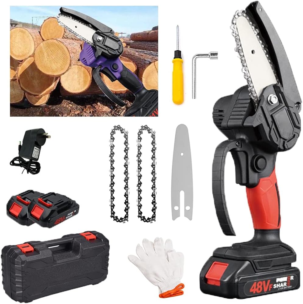 Handheld Chainsaw,Mini Chainsaw,Mini Saw Cordless,4 Inch Cordless Battery Powered Chain Saw,Lightweight Handheld Chainsaw, Handheld Small Chainsaw for Wood Cutting Tree Trimming