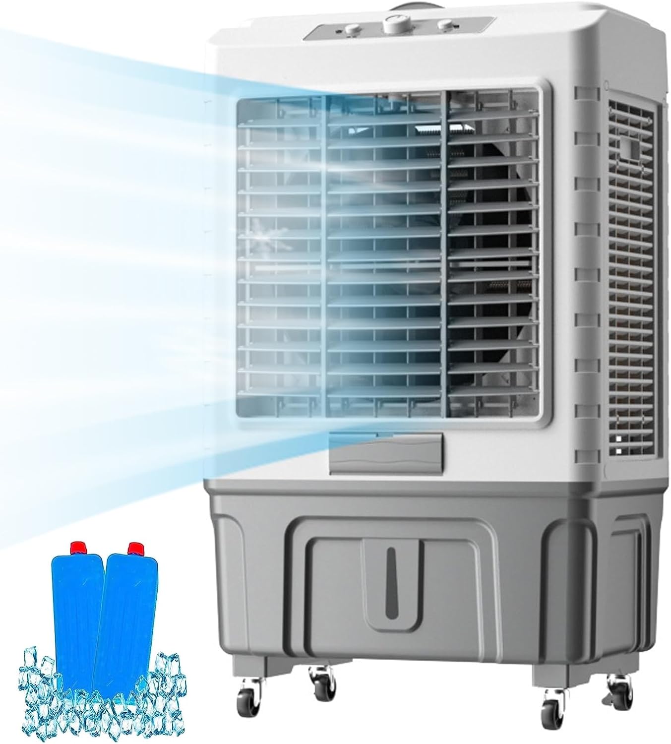 Swamp Cooler, Windowless Air Conditioner, Evaporative Air Cooler with 13.2gallon, 4 Ice Packs, 3-in-1 Cooling Fan w/3 Mode & 3 Speed, 7H Timer & Remote for Home Office Garage Outdoor(60x42x102cm/23.6x