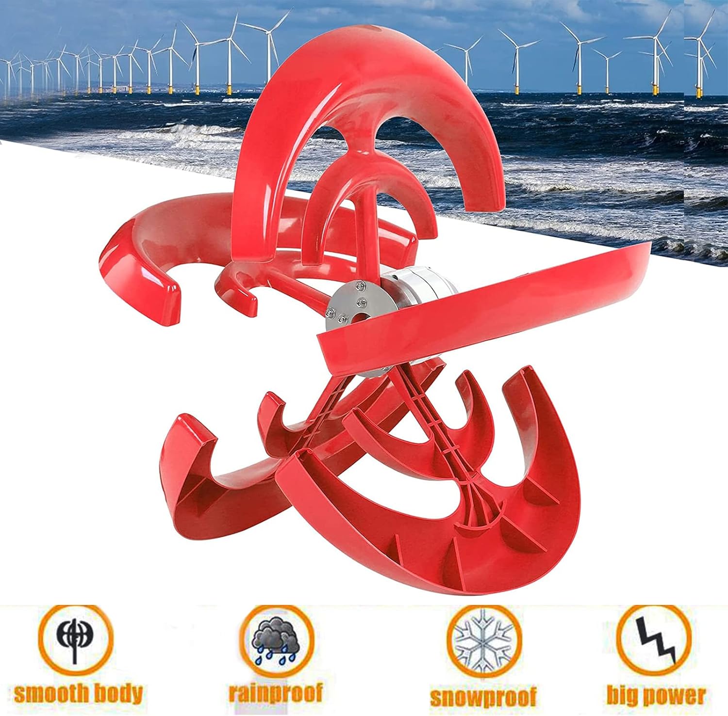 8000W Wind Turbine Generator Kit, DC12V 5 Blade Wind Turbine Lantern Vertical Wind Generator Kit Electricity Producer Equipment (Red)