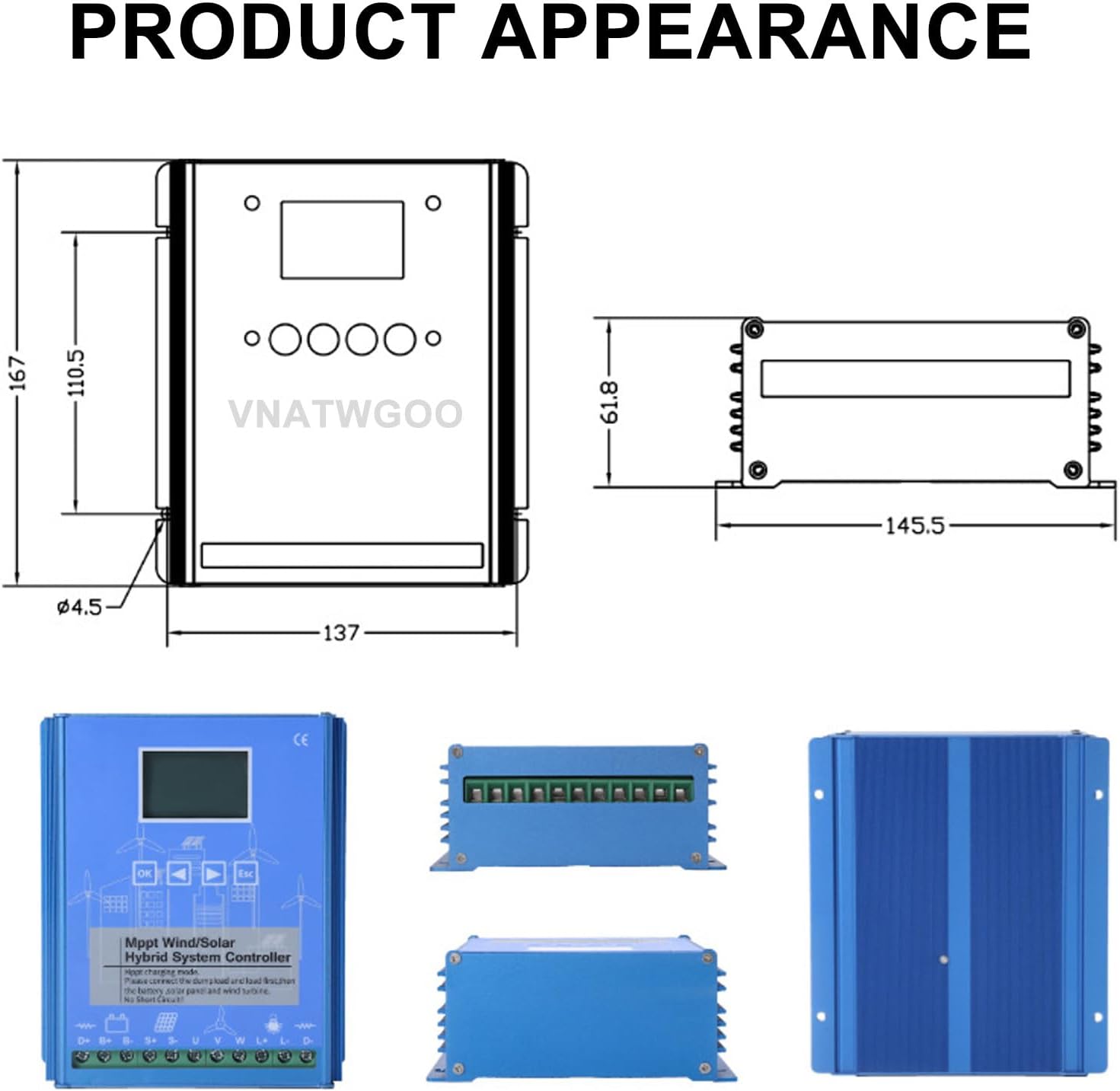 Pro Hybrid Charging System - 16000W Solar/Wind Controller with Auto Voltage & LED Monitor(12V)