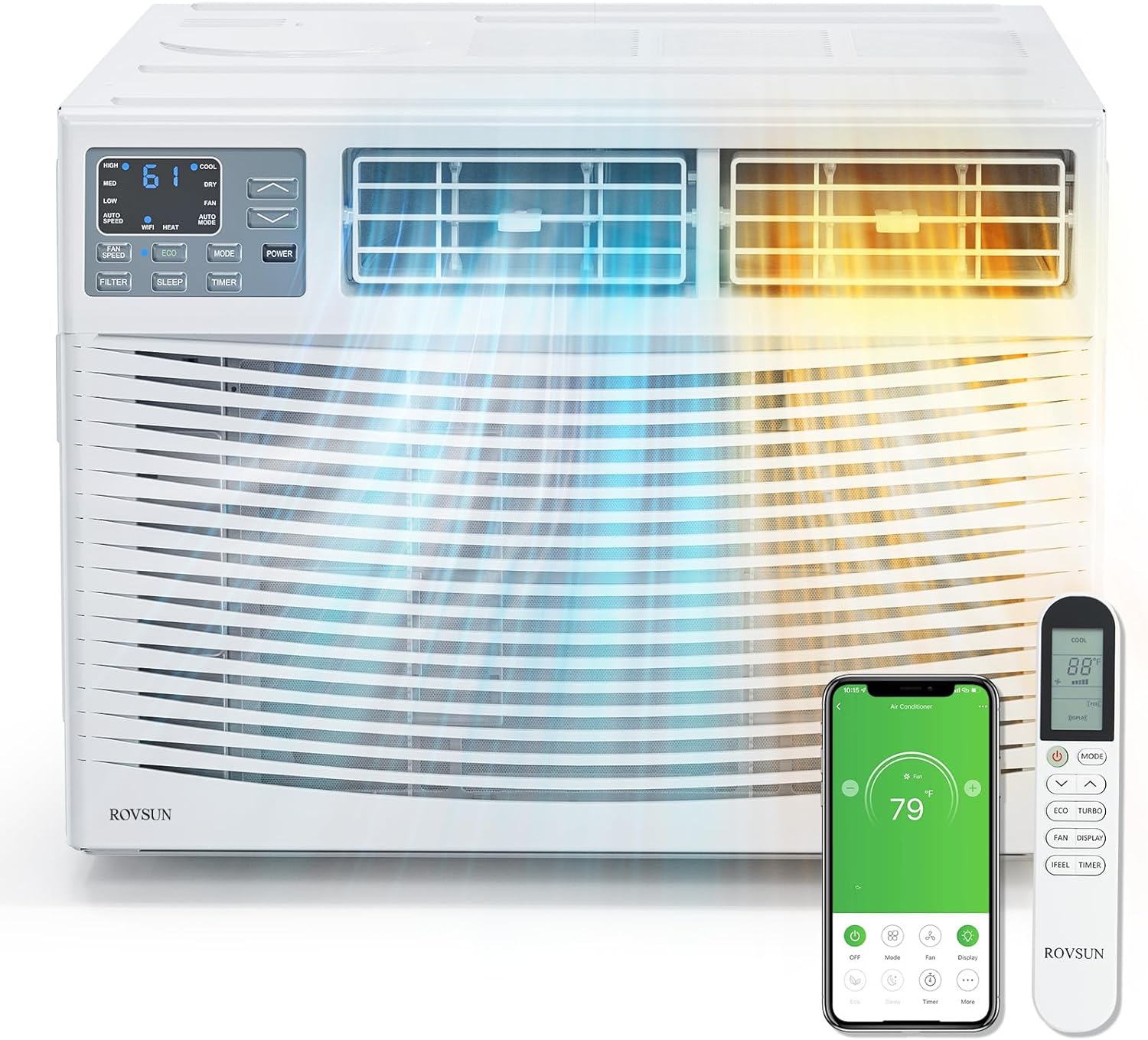 ROVSUN 18000 BTU Window Air Conditioner with Heat, Window AC Unit & Heater Combo with APP & Voice Smart Control, Timer Function & Easy Installation Kit, Work with Alexa/Google Assistant, 208/230V