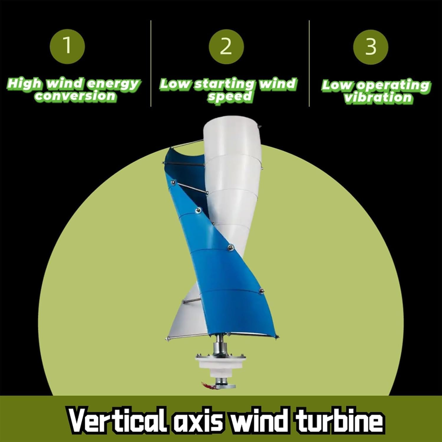 CAJUCA 48V, 5000W Wind Turbine Generator Kit Vertical Axis Wind Turbine Generator with Controller and Inverter Free Energy Windmill Home Use Three Phase Generator
