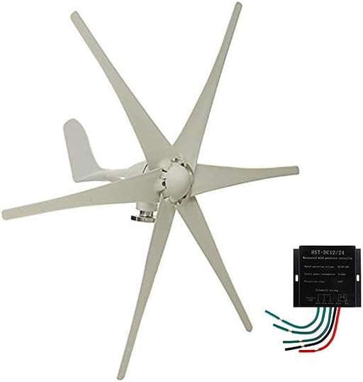 3000W 6 Blade Mini Wind Turbines, 12V-220V Wind Turbine Motor Kit with MPPT Charge Controller for Solar and Wind Power Parts and Accessories (White)