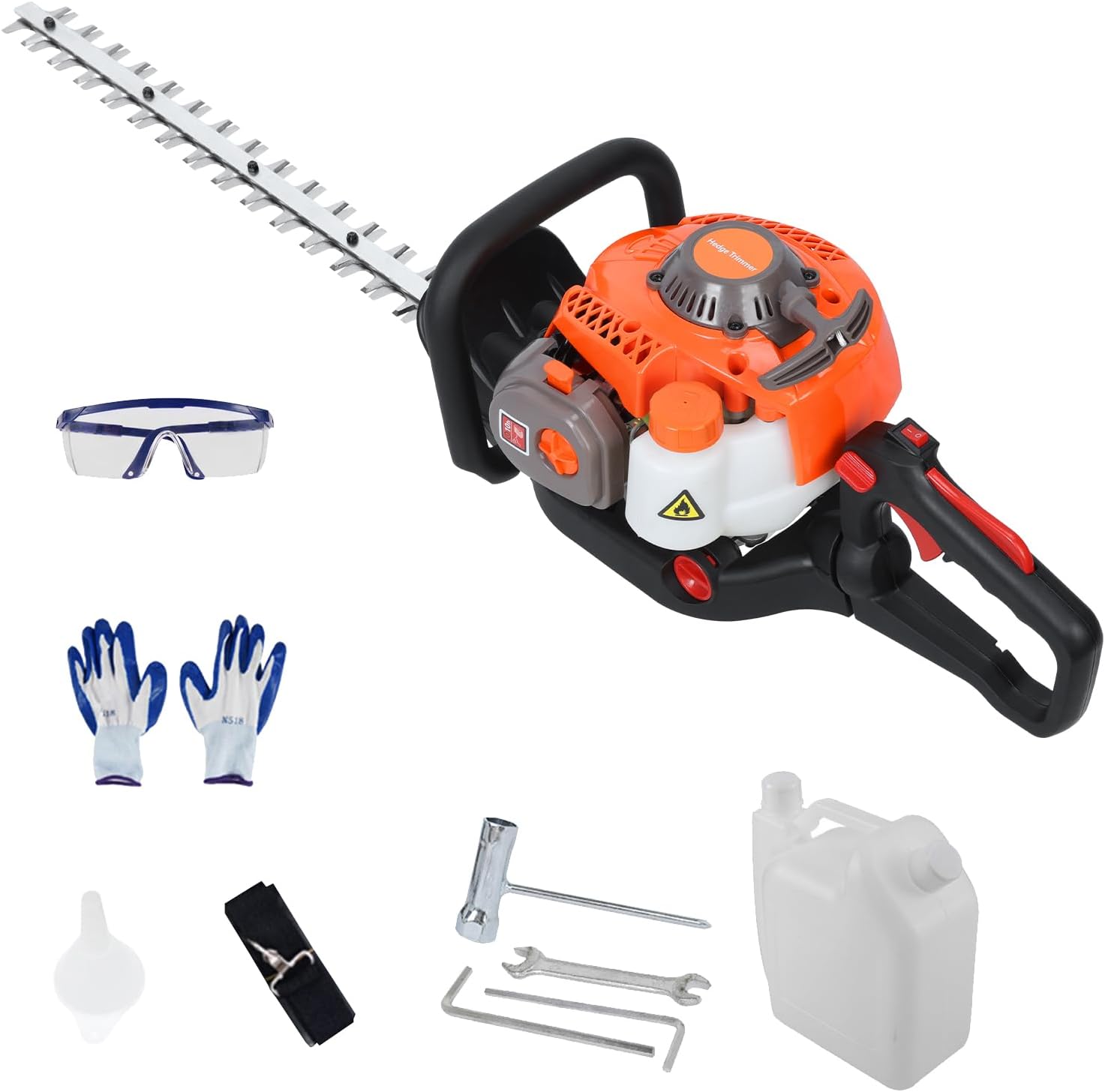 Cordless Hedge Trimmer, 26CC Gas Dual Sided Blade Hedge Trimmer, 23.6 Inch Cutting Length, Handheld Chainsaw Hedge Pruner for Trimming, Maintenance, Branch Clearing