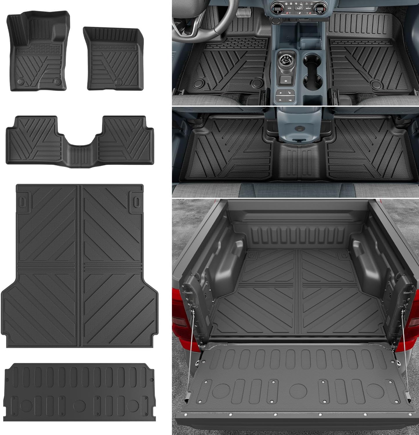powoq Gas Floor Mat Compatible with 2022-2026 Ford Maverick Truck Bed Mat Liner Cargo Liner TPE Tailgate Mat Replacement for 2022-2024 2025 2026 Ford Maverick Accessories