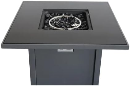 25'' H x 30'' W Steel Outdoor Fire Pit Table with Lid – 40,000 BTU, Push-Button Ignition, Propane & Natural Gas Compatible
