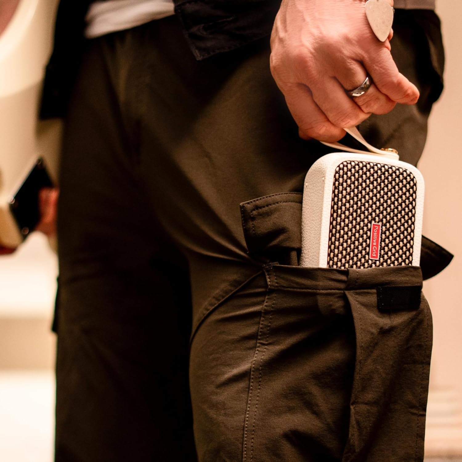 Positive Grid Spark GO Pearl + Carry Case Bundle – 5W Ultra-Portable Smart Guitar Amp & Bluetooth Speaker with Smart App for Electric Guitar, Acoustic or Bass