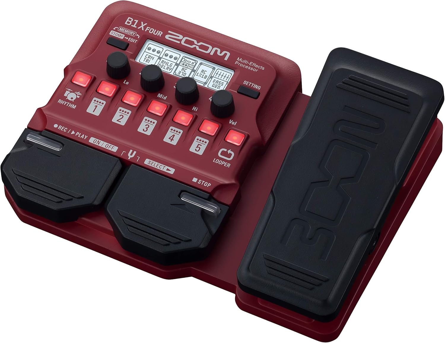 Zoom B1X Four Bass Multi-Effects Processor with Expression Pedal, with 70+ Built-in Effects, Amp Modeling, Looper, Rhythm Section, Tuner, Battery Powered