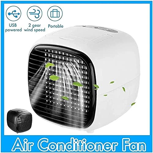 Portable Air Cooler Mini Handle Evaporative Personal Rechargeable Air Conditioner 2 Fan Speed Desktop Cooling Fan for Room Home Office (Color : White)