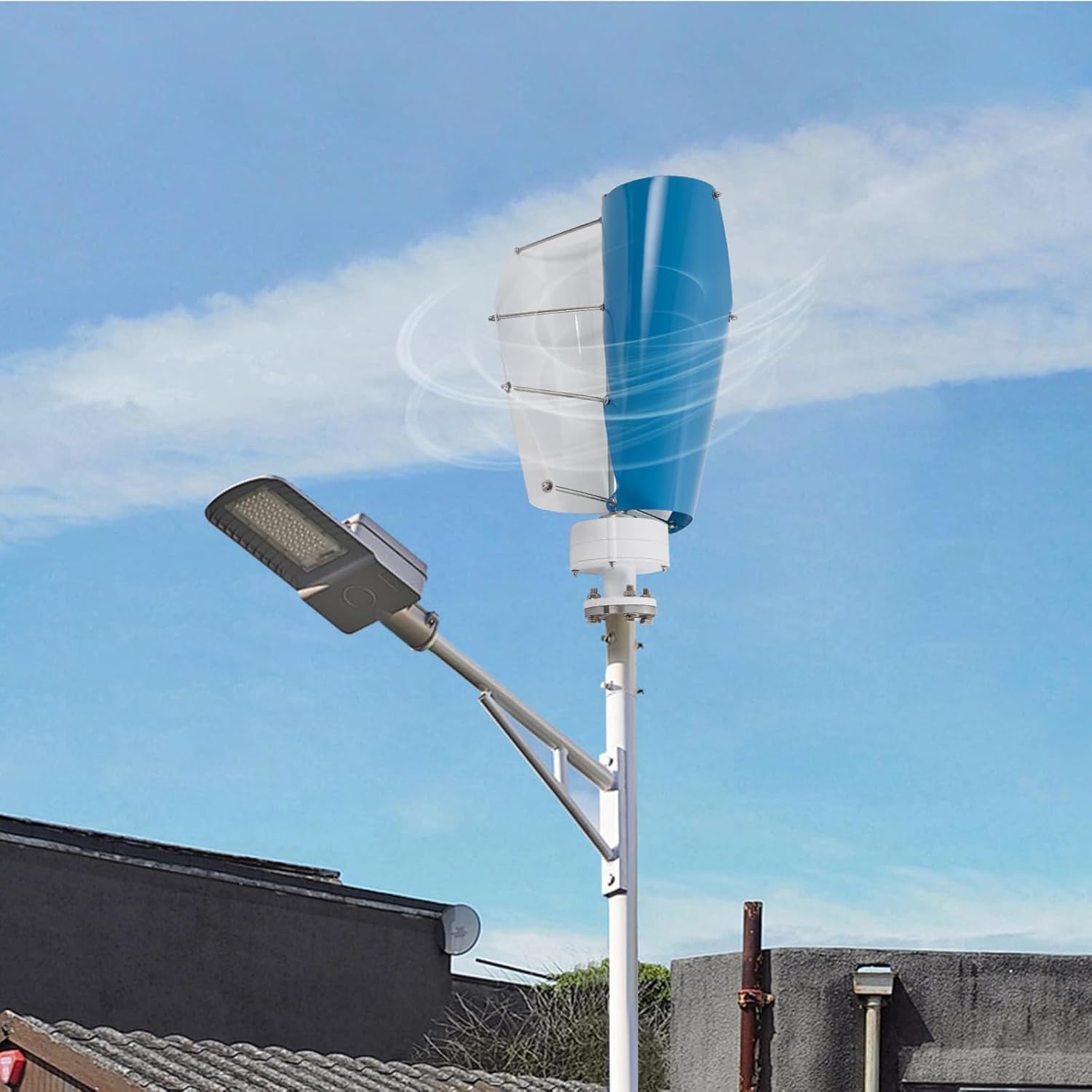 CAJUCA 9000W Wind Vertical Axis Turbine Generator,48V AC Permanent Magnet Generator Wind Turbine Kitfor Hybrid Wind Solar System