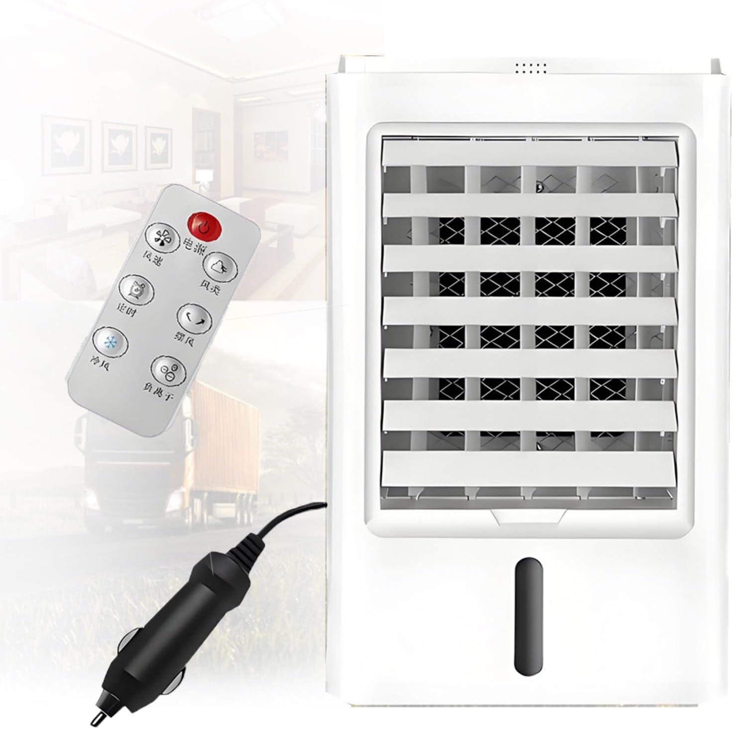 4-in-1 Portable Air Conditioners Personal Air Cooler Humidifier Cooling Fan Negative Ion Filter with Timer Remote Touch Screen Ac Unit Mini Fan 3-Speed and 4 Ice Packs 12VHomeCar