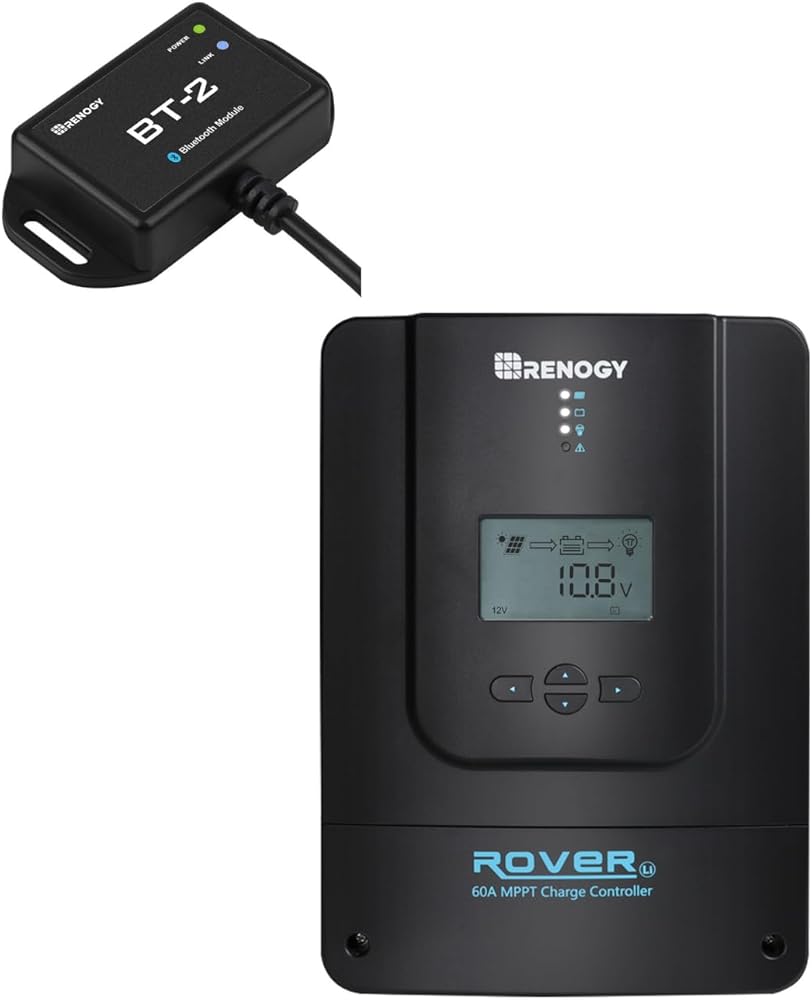 Renogy 60A MPPT Solar Controller with BT-2 Wireless Kit- 99.9% Efficiency + 48V Support, IP54 Waterproof for RV/Solar Farms